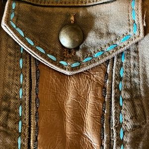 Brazil Roxx Jacket Size 12 (48), Turquoise color embroidery/stones.